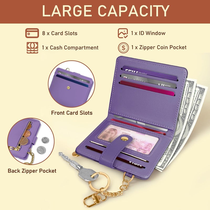 Jogjam Purple Rfid Ladies Wallet, Small Slim Thin Compact Credit Card Women Wallet, PU Leather Bifold Cash Zipper Coin Pocket ID Window for Female - Image 4
